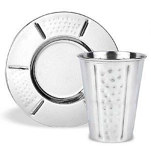 Stainless Steel Kiddush Cup and Coaster 