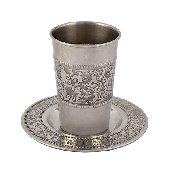 Stainless Steel Kiddush Cup - Pomegranates 