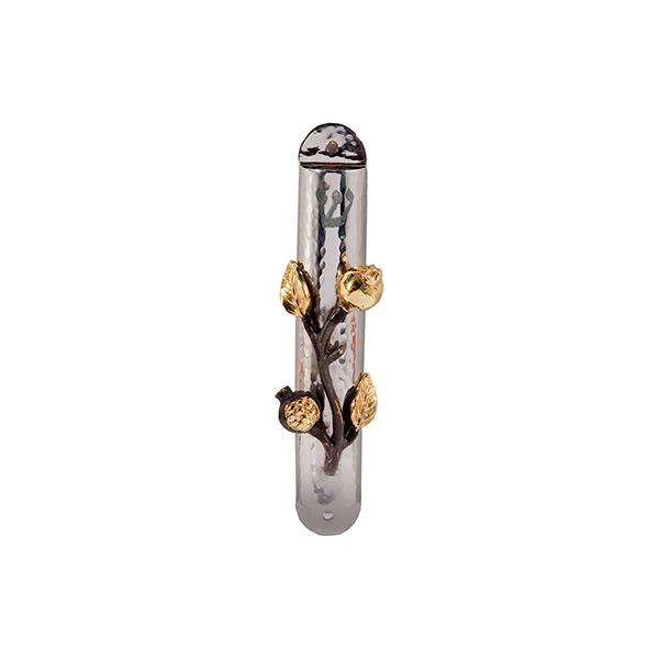 Stainless Steel Mezuzah 10 cm - Pomegranates 