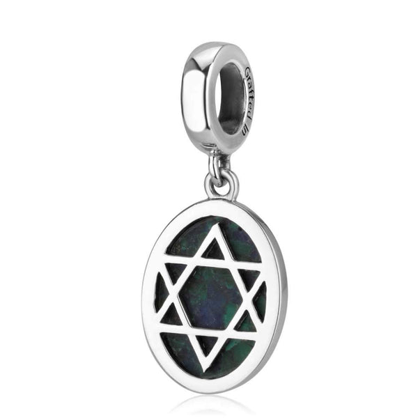 Star David Eilat Azurite Stone Hanging Bead Pendant Charm Israel Jewish Jewelry Jewish Jewelry 