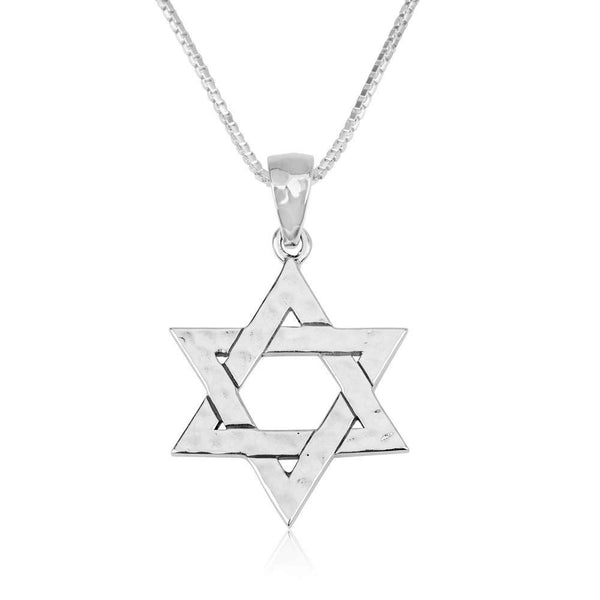 Star David Hanging Charm Intertwined Triangles Pendant Polished Silver Jewelry Jewish Jewelry 