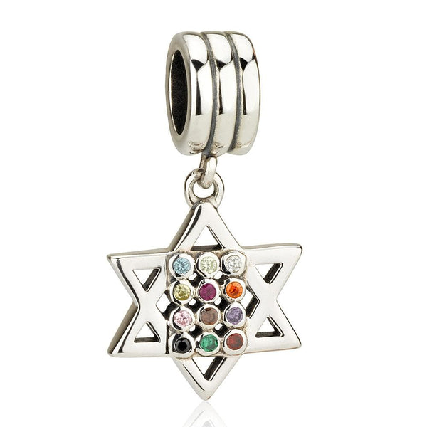 Star David Hoshen Stones Pendant Charm Silver Contemporary Vibrant Jewelry New Jewish Jewelry 