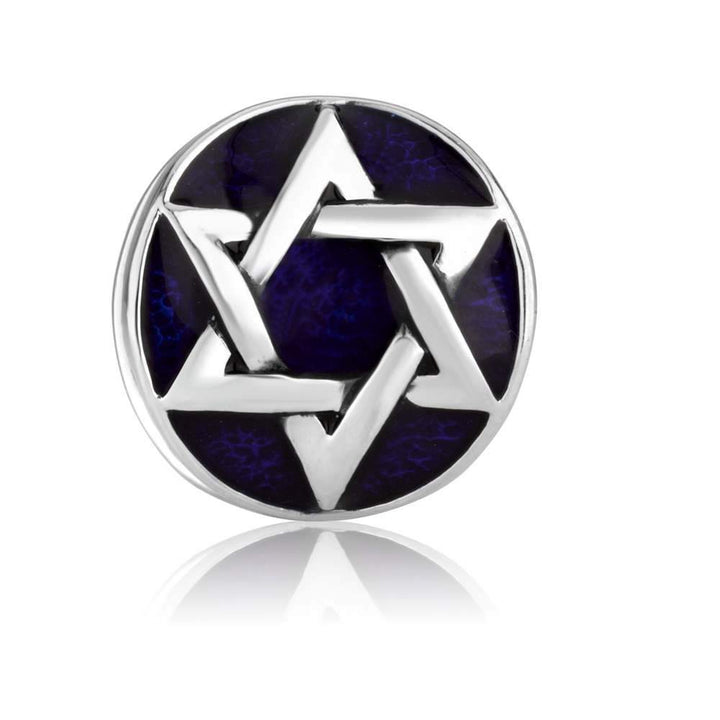 Star David Magen Round Bead Charm Blue Enamel Sterling Silver Jewish Jewelry New Jewish Jewelry 