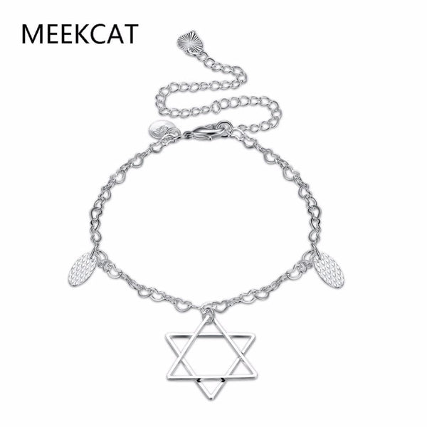 Star of David Charm Anklet 925 Silver Plated 
