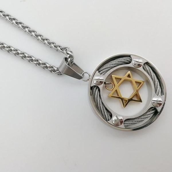 Star of David Charm Pendant Necklace jewelry Snake chain 70cm 