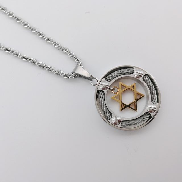 Star of David Charm Pendant Necklace jewelry Twist chain 70cm 