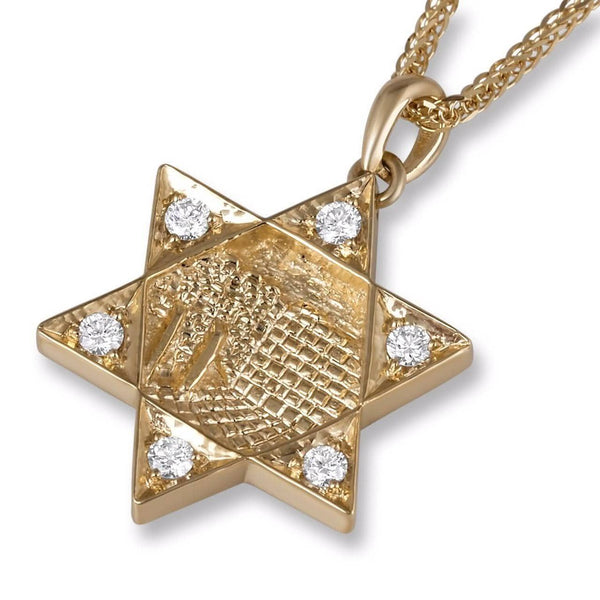 Star of David Jerusalem Diamond Pendant 