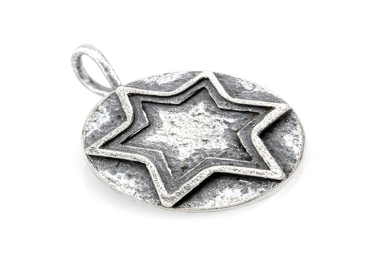 Star Of David Medallion Antique Necklace 