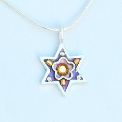 Star of David Necklace Israel Symbols Purple 