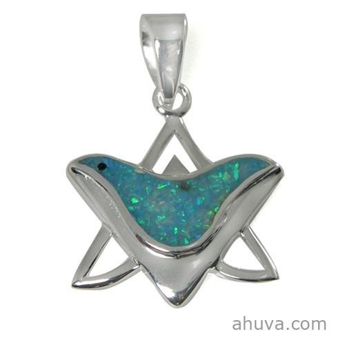 Star Of David Peace Pendant In Opal 18 inches Chain (45 cm) 