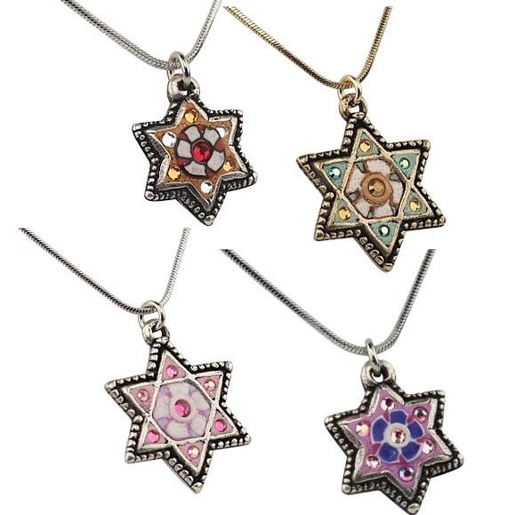 Star Of David Pendant Necklace - Fimo Brown 