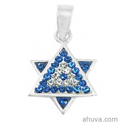 Star Of David Pendant With Crystal Accent 18 inches Chain (45 cm) 