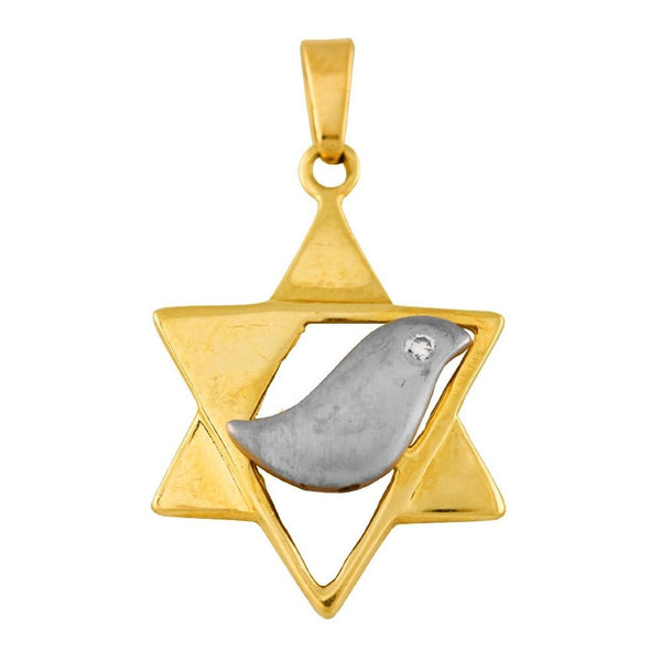 Star Of David Pendant With Dove And Diamond 16 inches Chain (40 cm) 