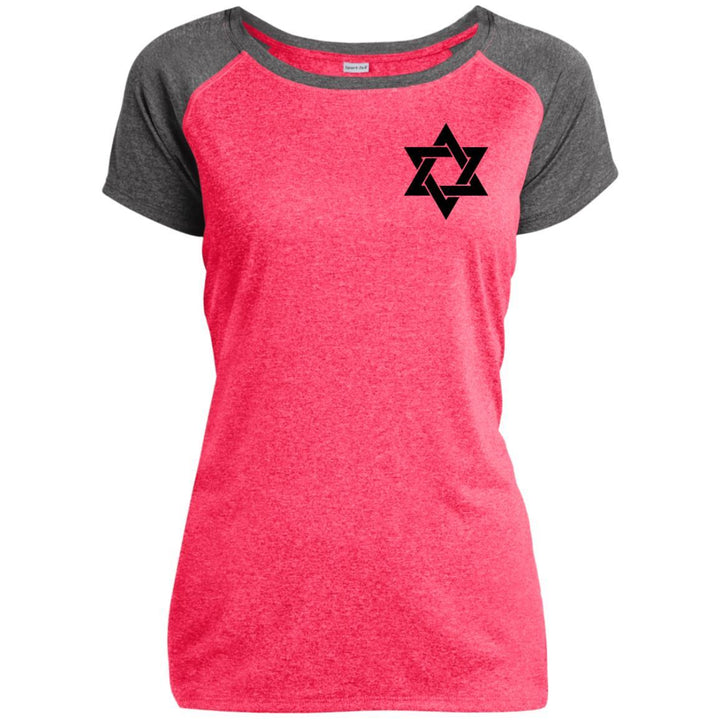 Star of David Sport-Tek Ladies Performance T-Shirt T-Shirts Pink Raspberry/Graphite Heather X-Small 