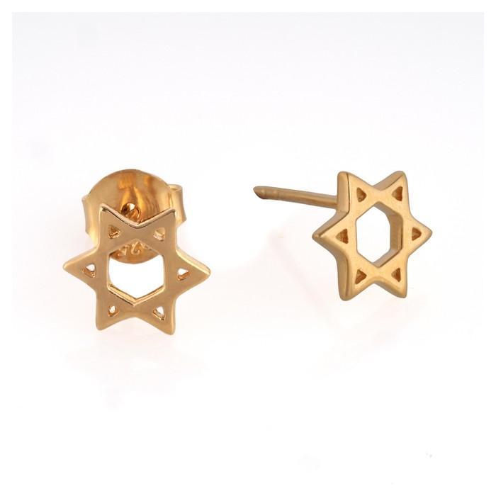 Star of David Stud Earrings Gold Plated 