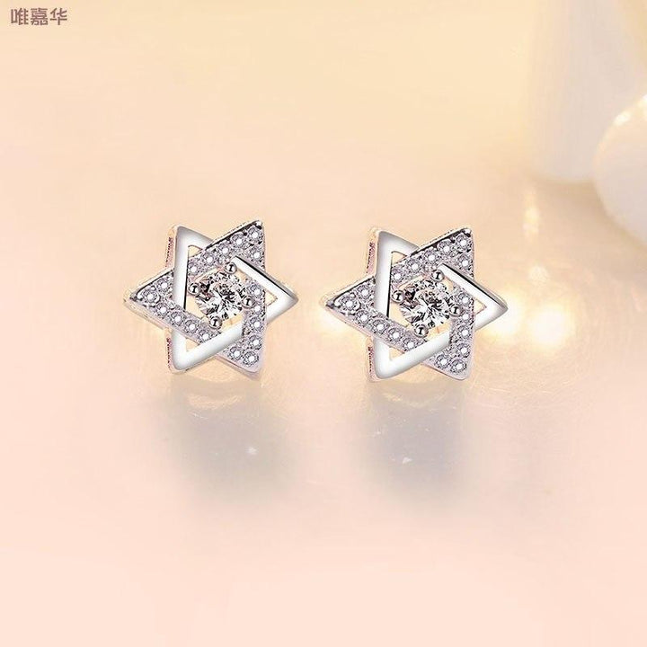 Star of David Stud Earrings Zircon Crystal 