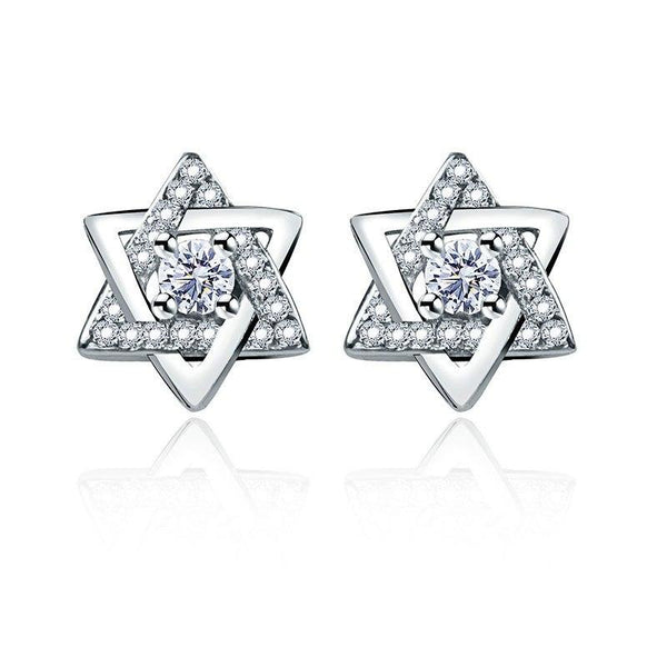 Star of David Stud Earrings Zircon Crystal 