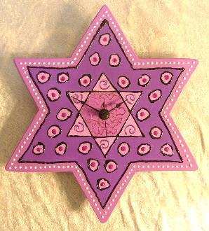 Star Of David Wall Clocks - Choose Color ! Pink and Purple 