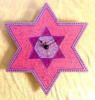 Star Of David Wall Clocks - Choose Color ! Pink, Red and Purple 