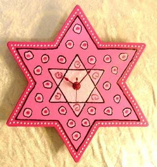 Star Of David Wall Clocks - Choose Color ! Pinks 