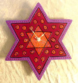 Star Of David Wall Clocks - Choose Color ! Purple and Red 