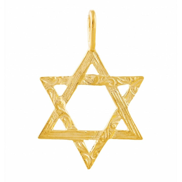 Star Of David With Design 16 inches Chain (40 cm) 