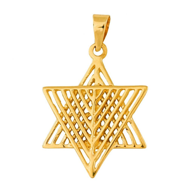 Star Of David With Looks Like A Menorah 16 inches Chain (40 cm) 