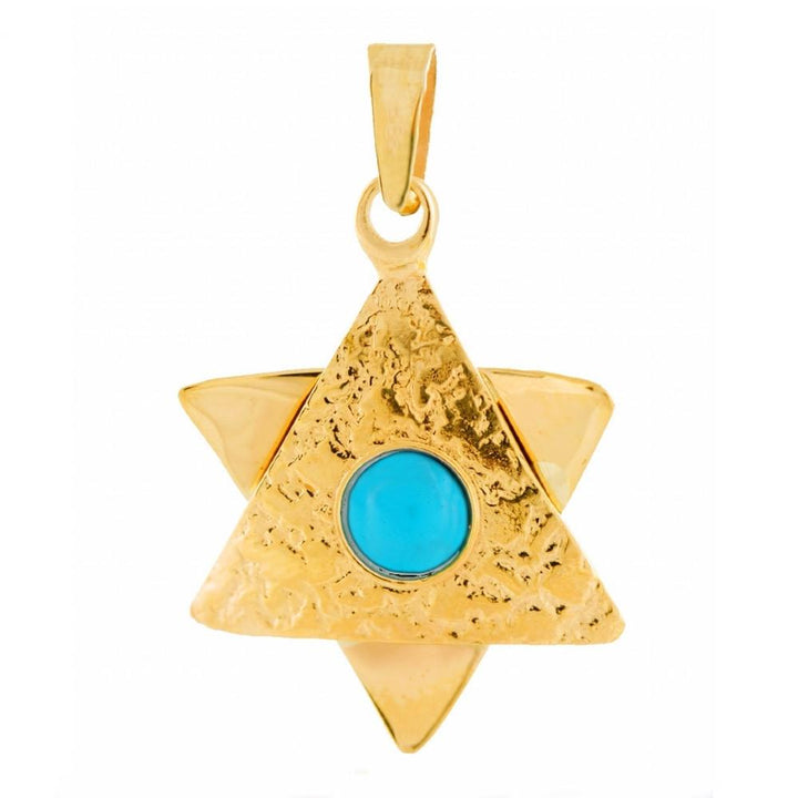 Star Of David With Turquoise 16 inches Chain (40 cm) 