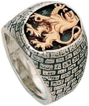 Sterling Silver and 14k Gold Lion of Jerusalem Ring Two Tone - Silver and 14K Gold 6 