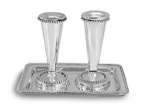 Sterling Silver Candlesticks Set with Tray 