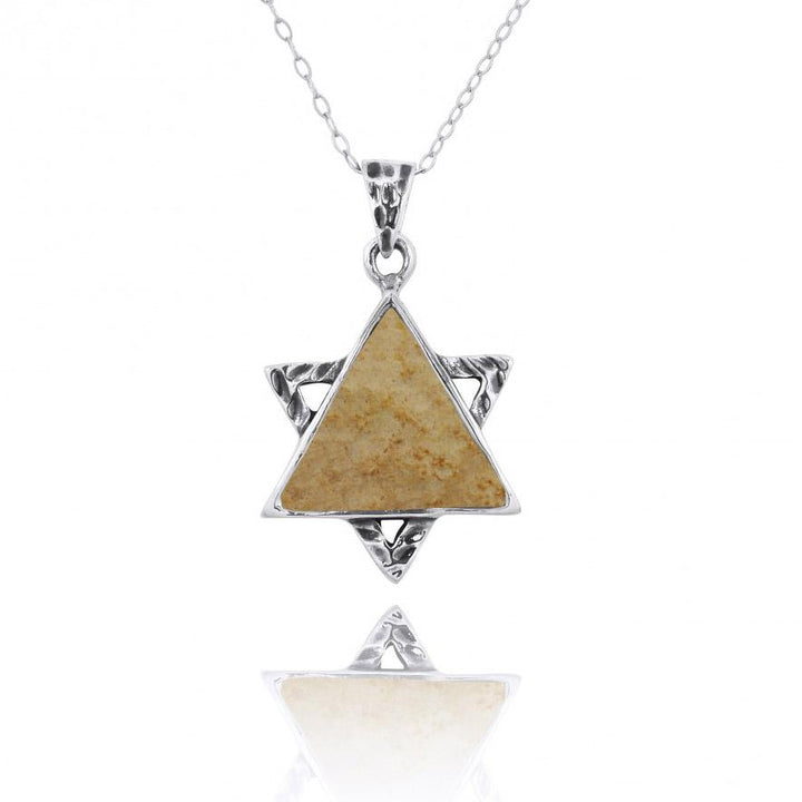 Sterling Silver Jerusalem Stone Jewish Star Necklace Sterling Silver Jerusalem Stone Jewish Star Necklace 