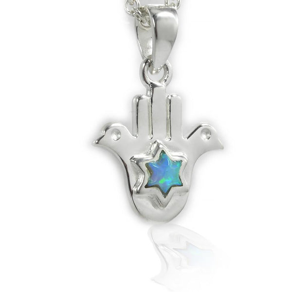 Sterling Silver Jewish Star Doves Hamsa Pendant Sterling Silver Jewish Star Doves Hamsa Pendant 