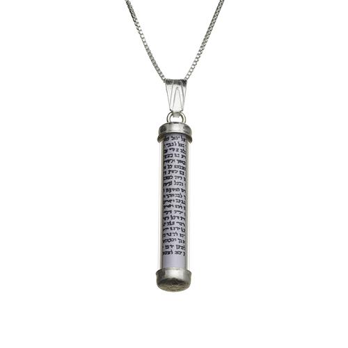 Sterling Silver Necklace- Clear Mezuzah 3 Cm 4647 