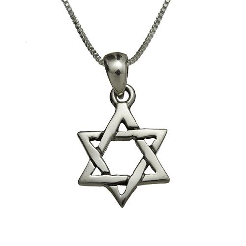 Sterling Silver Necklace- Star Of David 2 Cm 4647 