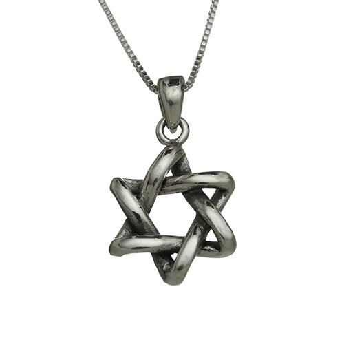Sterling Silver Necklace- Star Of David 2 Cm 4647 