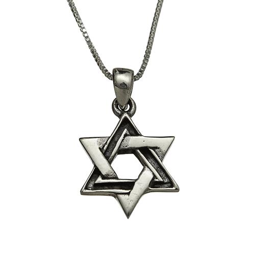 Sterling Silver Necklace- Star Of David 2 Cm- "shma Israel" 4647 