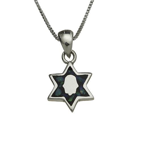 Sterling Silver Necklace With Opal Stone "star Of David" 2 Cm 4647 