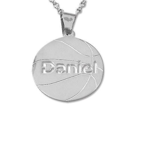Sterling Silver Personlized Basketball Pendant 16 inches Chain (40 cm) 