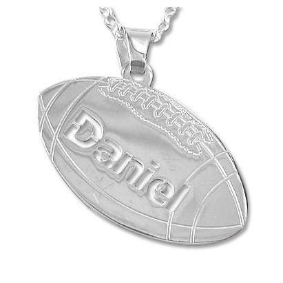 Sterling Silver Personlized Football Pendant 16 inches Chain (40 cm) 