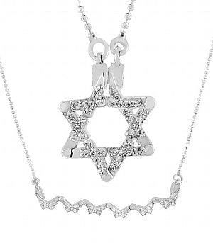 Sterling Silver Star David Butterfly Magnetic Necklace 