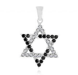 Sterling Silver Star of David Pendant - Pave Stone Setting 