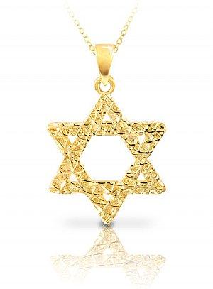 Sterling Silver Star of David Pendant - with 24K Gold Overlay 