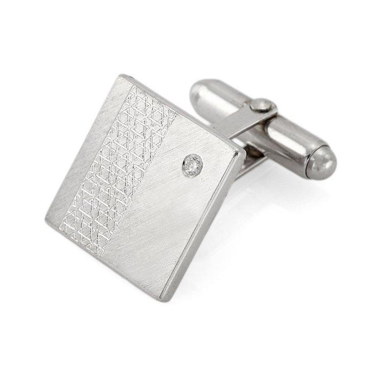 Sterling Silver Star Of David Square Cuff Link 