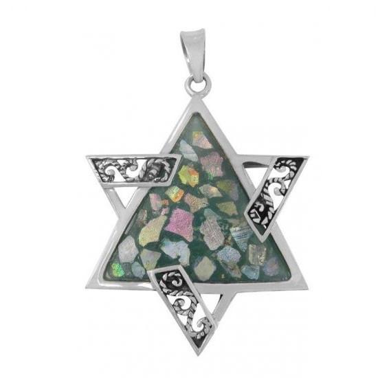 Stone Silver Filigree Star Necklace 18 inches Chain (45 cm) 