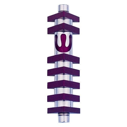 STRIPES TRIANGLE - SMALL Mezuzah Purple - MZ-006 