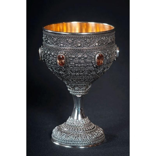 Stunning Silver Filigree Kiddush Wine Cup 