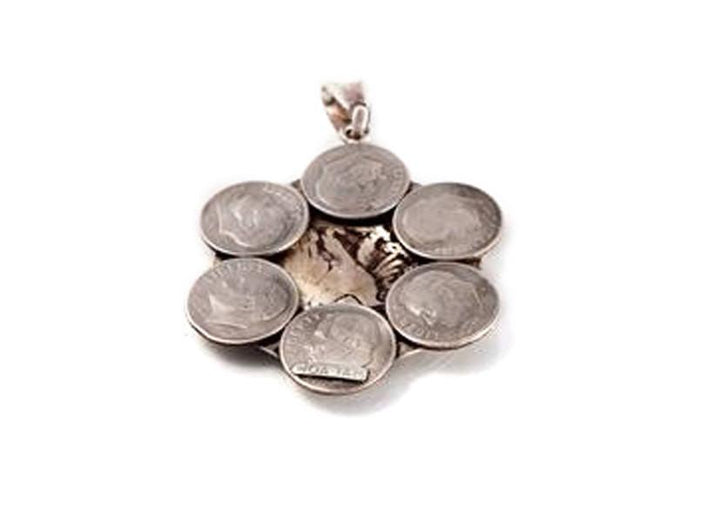 Sunflower Liberty Coin Necklace - US Half Dollar + US Dime 