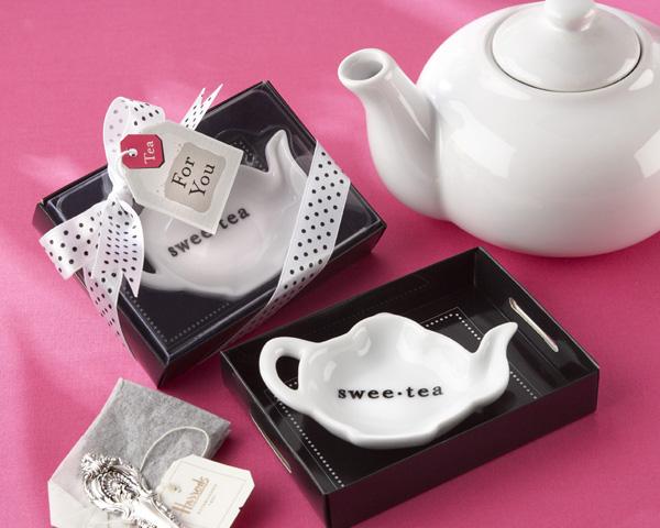 "Swee-Tea" Ceramic Tea-Bag Caddy in Black & White Serving-Tray Gift Box "Swee-Tea" Ceramic Tea-Bag Caddy in Black & White Serving-Tray Gift Box 