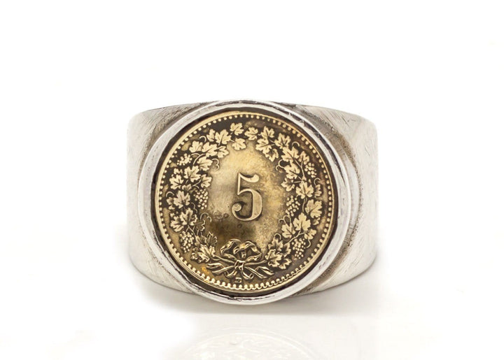Swiss 5 Rappen Coin Ring - Switzerland Coin 