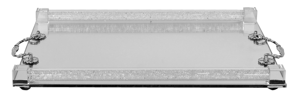 Crystal Mirror Tray Silver Handles large 12x16"-0